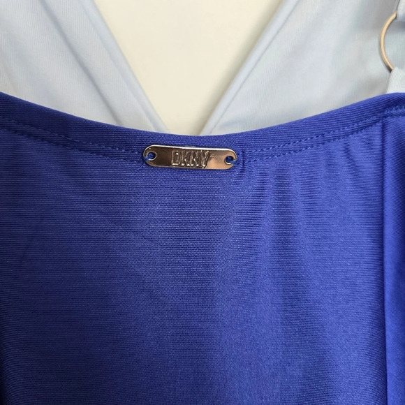 DKNY Plunging Blue Colorblocked One-Piece Swimsuit‎ Size 16 - Picture 7 of 12